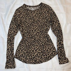 Leopard Print Ribbed Long Sleeve